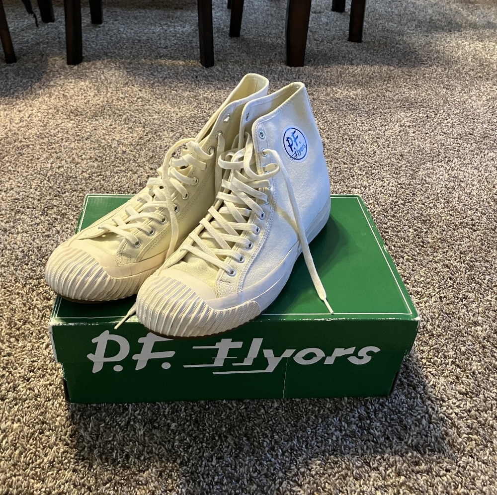 P.F. Flyers Off-White High-Top Canvas Sneakers